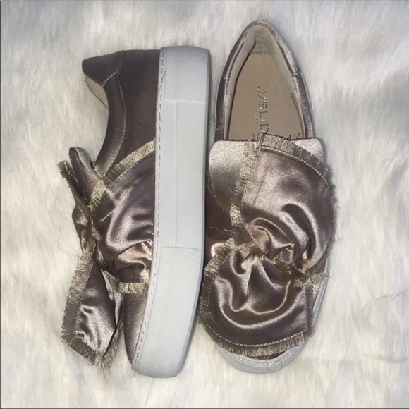 J/Slides Azzura Champagne Satin Dress Sneakers - Picture 1 of 6